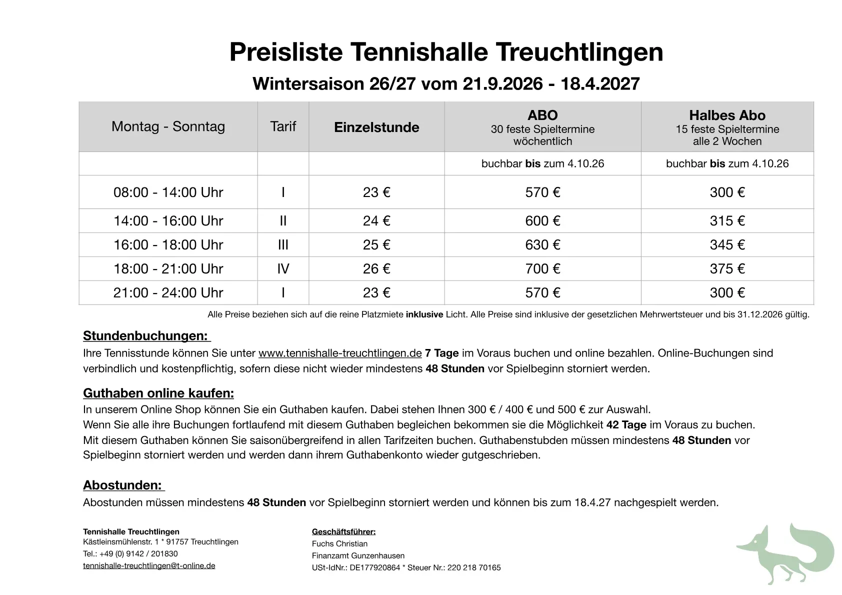 Preisliste